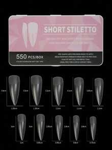 550片/盒 半哑光美甲贴片，超薄水滴形长款美甲贴片 - 無色 - 查看 1
