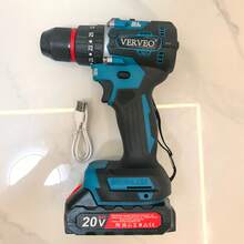Máy khoan không dây 3 trong 1 VERVEO 20V với chức năng đập, chất lượng cao và giá cả phải chăng. Bộ pin được trang bị giao diện TYPE-C để sử dụng thuận tiện hơn. Máy khoan này có thể được sử dụng để khoan, nới lỏng ốc vít và sửa chữa ngoài trời. Hãy chắc chắn chọn đúng dụng cụ. - màu xanh da trời - Xem 10