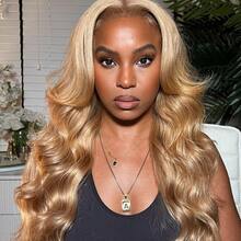 Arsenco Honey Blonde HD Lace Front Wig Human Hair Pre Plucked Body Wave Honey Blonde Wig Human Hair  Lace Frontal Wigs Colored 27# 30 Inch - S27 - 查看 9