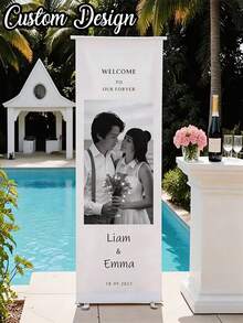 1 chiếc banner cưới tùy chỉnh với ảnh/tên/ngày/văn bản cá nhân hóa của cô dâu và chú rể, banner cá nhân hóa, quà cưới, trang trí đám cưới hoàn hảo, trang trí đám cưới tùy chỉnh trang nhã, phù hợp cho đám cưới, tiệc đính hôn, kỷ niệm, sân vườn, phòng khách, tiệc sinh nhật, sự kiện quà cưới - Nhiều màu - Xem 2
