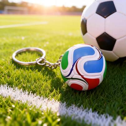 1/2pcs Colorful Football Keychain - Energetic Sports Hanging Decor, Contrast Color Ball Pendant | Creative Mini Football Keyring, Unisex Bag Accessory, Non-Slip Portable | Ideal Gift For Football Fans