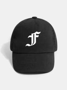 1顶个性化字母网眼棒球帽（1-3岁） - 字母可选A-Z，婴幼儿男女童休闲沙滩旅行防晒帽 - 黑色 - 查看 4