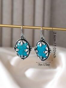 1 Đôi bông tai dáng oval kiểu cổ điển, móc cài, quà tặng trang sức, bông tai dáng dài phong cách Bohemian dành cho nữ. - Hoa tai - Xem 5