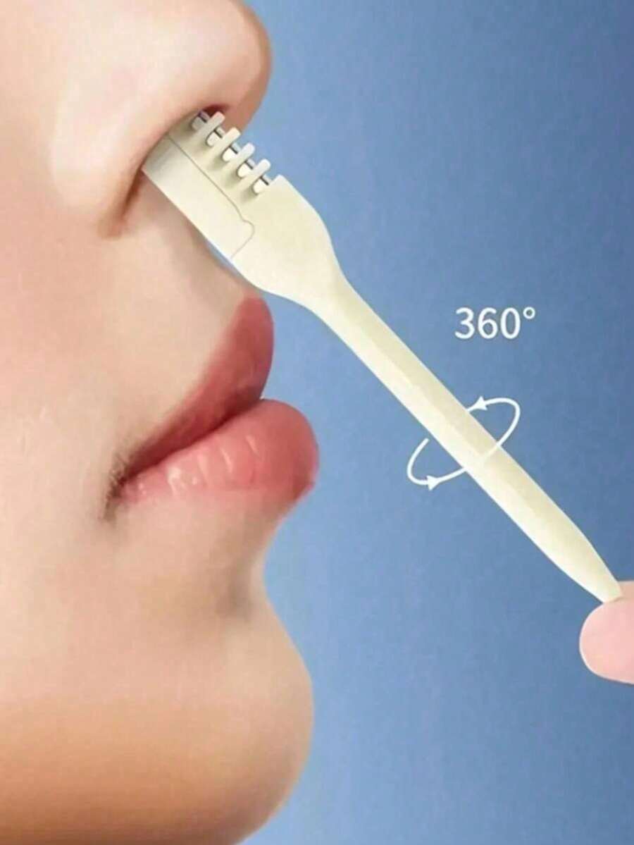 Unisex Gentle & Painless Nose Hair Trimmer Set - Portable Manual 360° Rotating Dual-Head Skin & Facial Hair Precise Grooming Tool - 彩色 - 查看 1