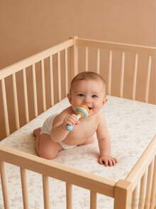 2pcs Baby Crib Bedsheet Set, Neutral Printed & Solid Color, Suitable For Newborn Boys & Girls, Essential For Spring/Summer, Great Gift - Multicolor - View 7