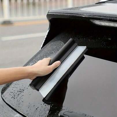 1Pc Premium Silicone Car Wipers - Gentle To Paint, Perfect For Glass And Windows, Black With White Edge, Durable And Scratch-Free Cleaning