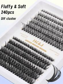 240pcs Eyelash Extension Kit Eye Lash Extension Lash Kit Lash Clusters Kit DIY Individual Lashes Cluster D Curl False Lashes Lash Clusters,Eye Lash Clusters,Individual Eyelashes,Lashes,Fake Lashes - View 2