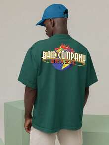 Unisex T-Shirt 100% Cotton Baid Company Streetwear New Release  Today Plus Size - 軍綠色 - 查看 1