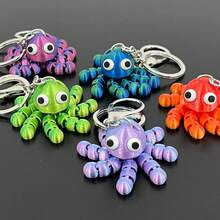 3/6pcs Random 3D Printed Cute Octopus Keychains, Movable Joint Octopus Model Ornaments - Outdoor Display - Gift Exchange - Valentine's Day, Christmas, Halloween, Easter Gifts - A - View 2