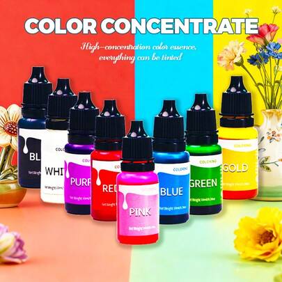 Colorante alimentario comestible - Set de 8 colorantes líquidos concentrados de colores neón para hornear, decorar, glaseado, cocinar, hacer slime y manualidades DIY