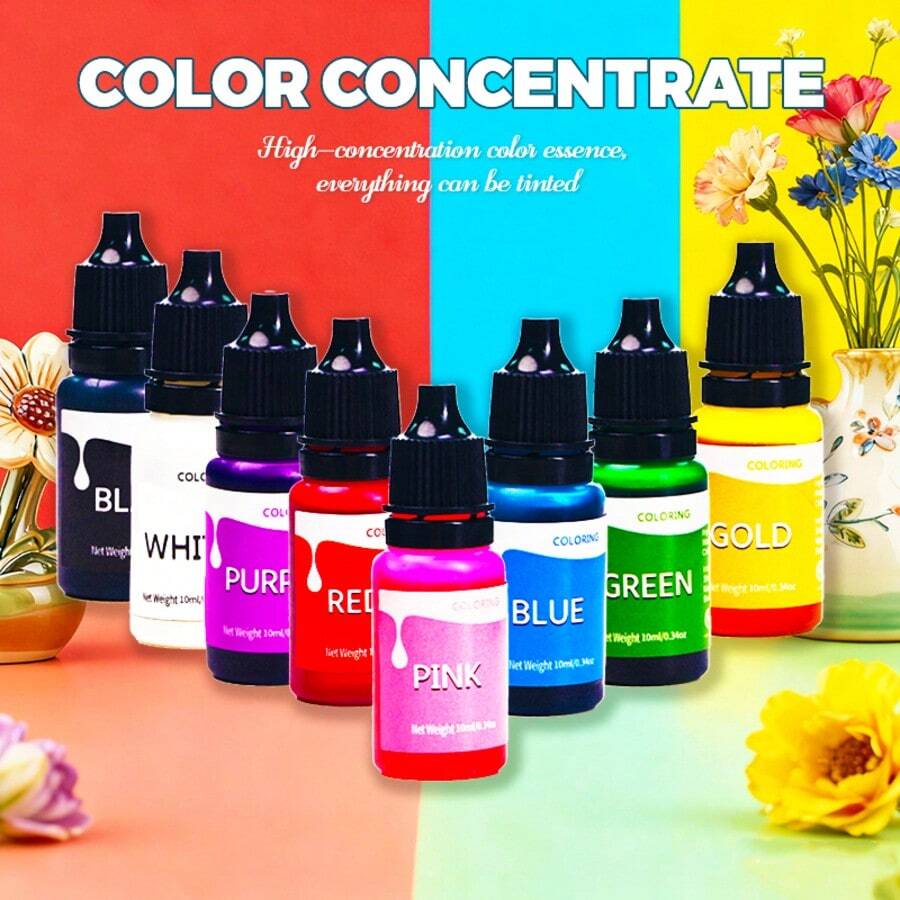 8 Colors Concentrated Liquid Food Coloring - Fluorescent Liquid Food Dye, Suitable For Baking, Decorating, Frosting, Cooking, Making Slime And DIY Crafts - Multicolor - View 1