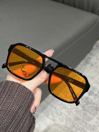 1 Pair Fashionable Aviator Glasses, Stylish Outdoor Casual Street Style Party Beach Accessory, Boho Elegant Design, Suitable For Summer Beach Vacation, Outdoor Activities And Travel