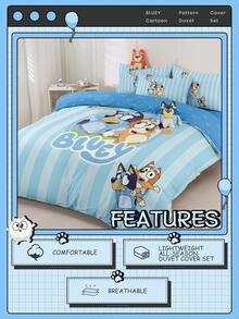 Bluey Bộ chăn ga gối Brui 2/3 món, Chăn ga gối Brui, Bộ chăn ga gối thoải mái và thoáng khí, Thân thiện với da, Bộ vỏ chăn họa tiết hoạt hình, Mềm mại và không bị xù lông, Vải dệt gia dụng đáng yêu, Vỏ chăn và vỏ gối tông màu mát mẻ, Không kèm chăn bông, Phù hợp với giường đơn, đôi, cỡ Queen, cỡ King, Sử dụng được cả bốn mùa - Màu xanh lam - Xem 8