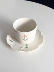 240ml Ceramic Floral Embossed Iced Tea Cup With Saucer, Unique Hand-Hold Cup, Medium Coffee Mug, Tea Cup, Household Water Glass, Back To School Gift Set - Multicolor - View 12