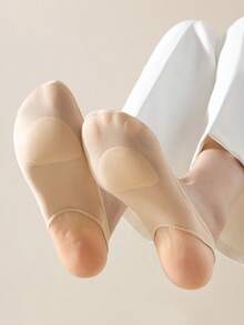 chuanwa（2） 1/5/10 Pairs Women's Super Thin Breathable Solid Color Silicone Non-Slip Hollow Boat Socks For Summer - Multicolor - View 6