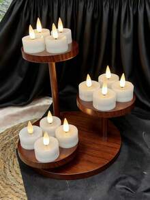 12pcs White Flameless LED Tealight Candles Set, Flickering Candle Lights For Halloween, Christmas, Birthday Party, Wedding And Other Holidays - White - View 5