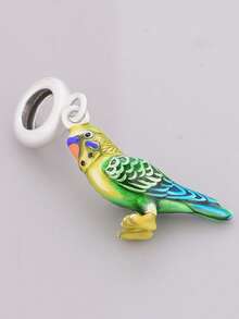 1pc 925 Sterling Silver Parrot Pendant, Tropical Style Pendant Bead, Unisex Jewelry Gift - Silver - View 3