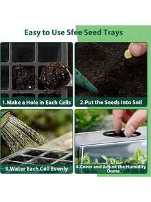 120孔育苗盘套装，带湿度可调通风口、透明托盘和加高圆顶盖，适用于温室和花园种子发芽 - A - 查看 7