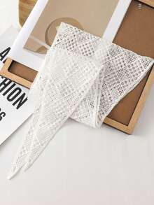 1 pieza Nuevo pañuelo de cabeza estilo campestre 2026, pañuelo triangular de seda, pañuelo triangular tejido abierto elegante y de alta gama, el pañuelo triangular se puede usar para decoración y cintura, esencial para vacaciones y viajes - Estilo ahuecado - Ver 4