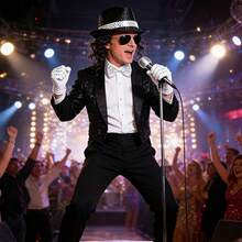 Set Of 3 Costume Additions Inspired By 80S Dancers, Featuring A Sequined Hat, Gloves, And A Stylish Tie, Perfect For Hip Hop Cosplay At Adult Carnivals And Halloween Retro Disco Parties - Multicolor - View 3