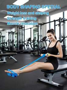 Multi-Functional Stretcher, 6-Tube Elastic Yoga Foot Pedal Stretcher Resistance Band, Fitness Resistance Band - Suitable For Abdominal/Waist/Arm/Leg Stretching And Shaping Exercises, Durable And Portable, Suitable For All Fitness Levels, Core Training, Compact Design, Sturdy Handle, Strength Training, Suitable For Home/Outdoor/Gym And Other Workout Locations - Multicolor - View 4