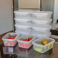 Set Of 10 800ml Airtight Containers With Reinforced Locking Mechanism – Freezer And Microwave , Total Seal - TRANSPARENTE 10 - Ver 4