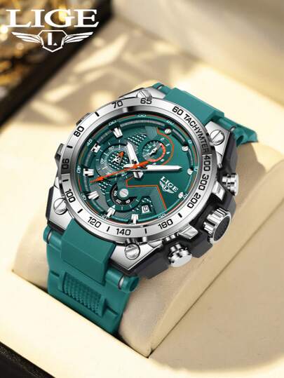  LIGE Men's Casual Simple Watch Waterproof Classic Pointer Watch, High-Definition Non-Time Mode Dial, A Variety Of Colors For Personal Choice, New Fashionable, Sports, Business Elegant And Simple Watch