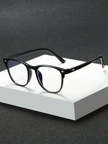 1pc Unisex Square Gold & Black Rivet Transparent Eyeglasses Accessories, Fashion Full Frame Glasses - Multicolor - View 1