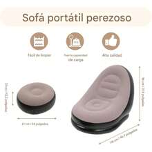 sofá Inflable, Sillón, sofá Perezoso Portátil Plegable con Reposapiés, Muebles Inflables sin Bomba para Sala de Estar, Dormitorio, Balcón, Sala de Lectura - Blanco - Ver 3