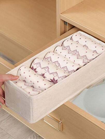 1/3/5件装可折叠亚麻开放式收纳篮，无纺布抽屉整理盒，衣柜收纳整理盒，可堆叠抽屉，节省空间，适用于袜子、内衣、领带、围巾、配饰、化妆品、家居装饰、房间装饰