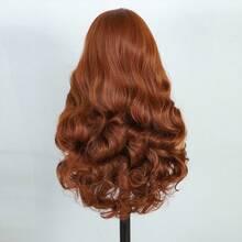 Copper Red Color 26Inch 13X6 Transparent Lace Front Wig With Baby Hair For Women Body Wave Synthetic Heat-Resistant Wig - 350# - 查看 4