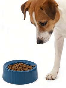 1pc Plastic Vertical Stripe Pet Bowl, Single Dog/Cat Bowl, Easy To Clean, Pet Supplies - 600ml - View 3