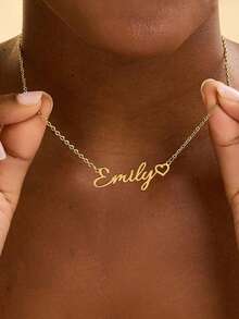 Customized Heart-Shaped Name Necklace, Personalized Delicate Gold Name Necklace, Minimalist Name Necklace, Gift For Daughter, Holiday Gift, Anniversary Gift - B - View 10