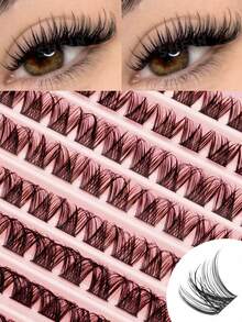 Waloshow 110pcs Natural Lightweight D-Curl Fluffy False Eyelashes, DIY Home Lash Extension, Thick & Soft, Suitable For Daily Wear - D - View 1