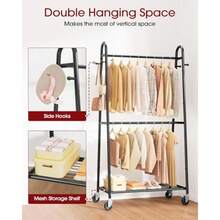 Ml Clotes Rack - Cloting Racks  Anging Clotes Wit Two Anging S 4 Ooks And Mes Self Triangular Coat Rack   Closet  36.5" X 6.9" X 72.8" Black - Black - View 3
