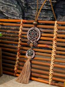 1/3pcs Bohemian Vintage Jewelry Set - Long Pendant Necklace, Tassel Leaf Design Earrings, Polka Dot Pendant Versatile Hippie Style Accessories For Women, Daily Wear, Party, Commute - Coffee Brown - View 2