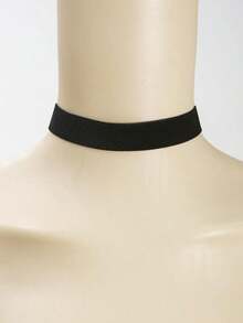 Minimalist Solid Choker Goth Punk Jewelry - 黑色 - 查看 4