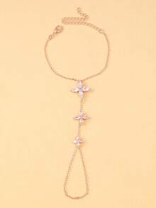 STONEFANS 1 pieza Brazalete de nudillo con diseño de flor dorada para mujer con piedra de circonio, joyería de moda para San Valentín, mamá, madre, Día de la Madre, regalo - flores - Ver 12