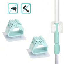Strong Adhesive Roller Mop Clip, No Drill Hanging Broom Holder, Bathroom Mop Hook, Sticky Wall Hanger - Green - View 8