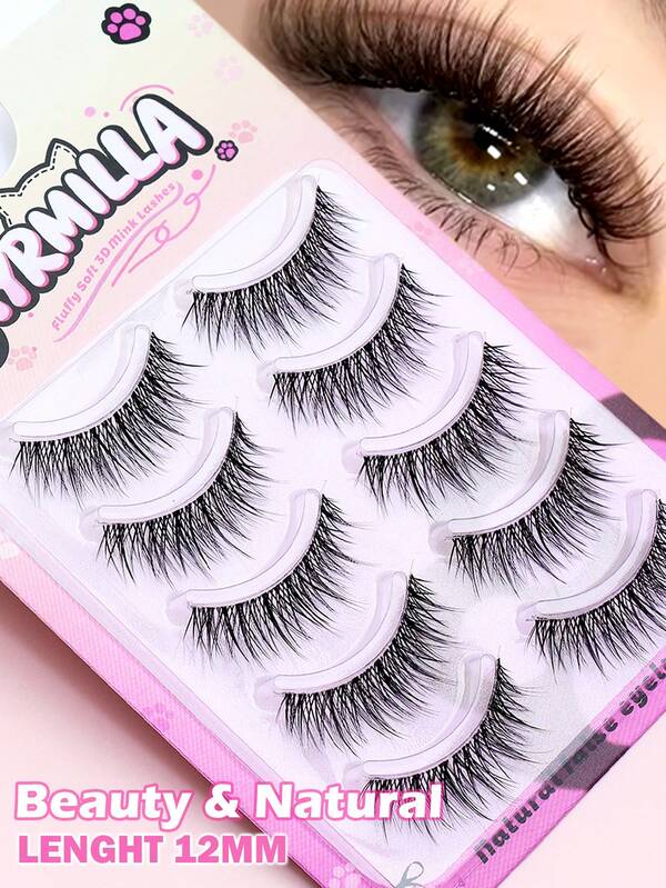 Ayrmilla 5 Pairs Of Natural Extension Japanese Korean Girl Group False Eyelashes, Creating 3D Stereoscopic Beautiful Eyes, Multi-Layer False Eyelashes, Korean Style Comfortable, Fashionable And Popular Beauty Tools For Spring New Collection