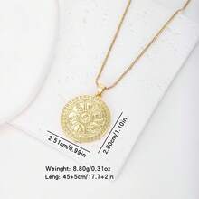 1件白色锆石18K镀金铜几何吊坠项链，奢华珠宝，简约设计，优雅女士礼物 - 金色 - 查看 7