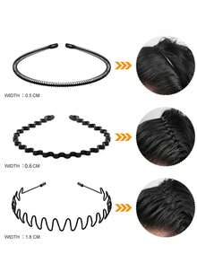 5条装男士波浪形头带，适合健身、男士头带、男士配饰、波浪形头带、男士配饰、男士头部配饰、棒球配饰 - 黑色 - 查看 4