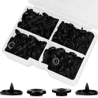 White Plastic T5 Snap Button Set With Storage Box, Suitable For Clothing And Fabric Sewing