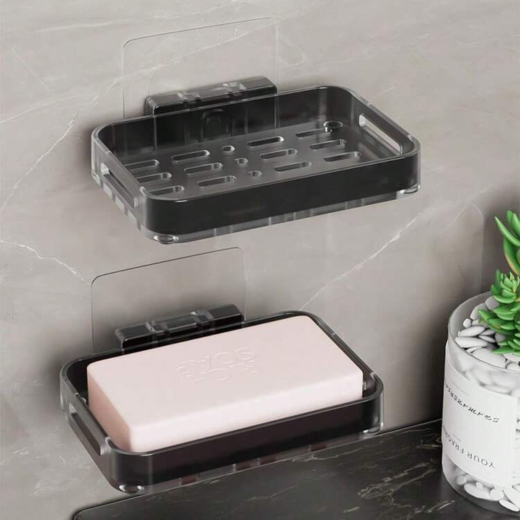 Giá đựng xà phòng treo tường có khay thoát nước, kệ đựng xà phòng phòng tắm, không cần khoan. - Trắng - Xem 3