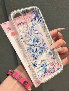 2pc Shiny Blue Peony Flower Pattern Waterproof Anti-Fall Anti-Slip Soft Phone Case Cover Compatible With Apple 17/16/16Pro/16Pro Max/16PlusFOR-YOUR-BELOVED-PHONE Christmas Gifts Christmas Gifts - 款式4(1pc) - 查看 1