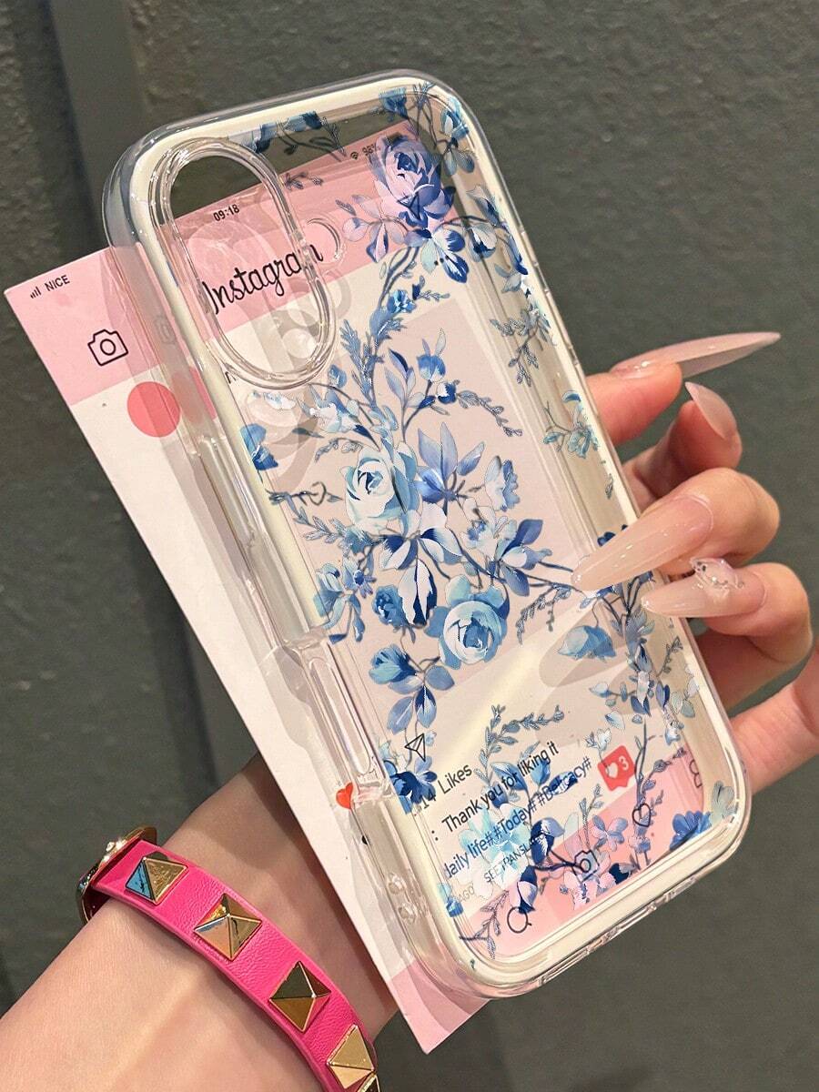 2pc Shiny Blue Peony Flower Pattern Waterproof Anti-Fall Anti-Slip Soft Phone Case Cover Compatible With Apple 17/16/16Pro/16Pro Max/16PlusFOR-YOUR-BELOVED-PHONE Christmas Gifts Christmas Gifts - 款式4(1pc) - 查看 1