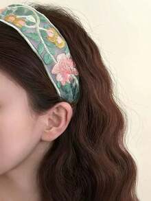 3条装女士优雅百搭刺绣花朵发带，适合日常、通勤、上学、工作、海滩、派对、度假、母亲节礼物，家居美发饰品发箍 - 彩色 - 查看 6