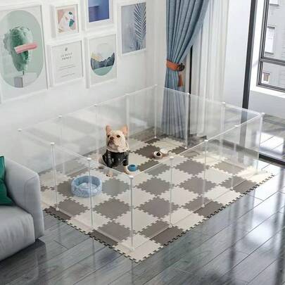 Expandable DIY Pet Fence Transparent Panels, Freely Combinable For Cat Cage, Dog Cage, Hamster Cage, Rabbit Cage, Dog Isolation Gate, Dog Cage Fence, Small Dog Teddy Indoor Dog House Home Use Fence