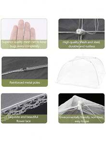 Aesthetic Foldable Food Cover With Tight Netting To Block Flies Elegant Pop-Up Food Tent Mesh Net For Outdoor Lovers Portable Food Protector Perfect For Camping Kitchen Essentials Wedding Party Supplies Home Household Items Kitchen Items Camping Apartment Essentials Hogar Charcuterie Supplies - 彩色 - 查看 5