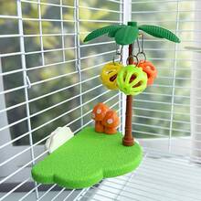 1 pieza Percha con campana en forma de nube/palmera, juguete para trepar y rascar para loros, plataforma de salto para entretenimiento, plataforma de salto para hámsters, decoración de jaula de pájaros, estante de descanso para loros, adecuado para pájaros y mascotas pequeñas en todas las estaciones - Multicolor - Ver 15